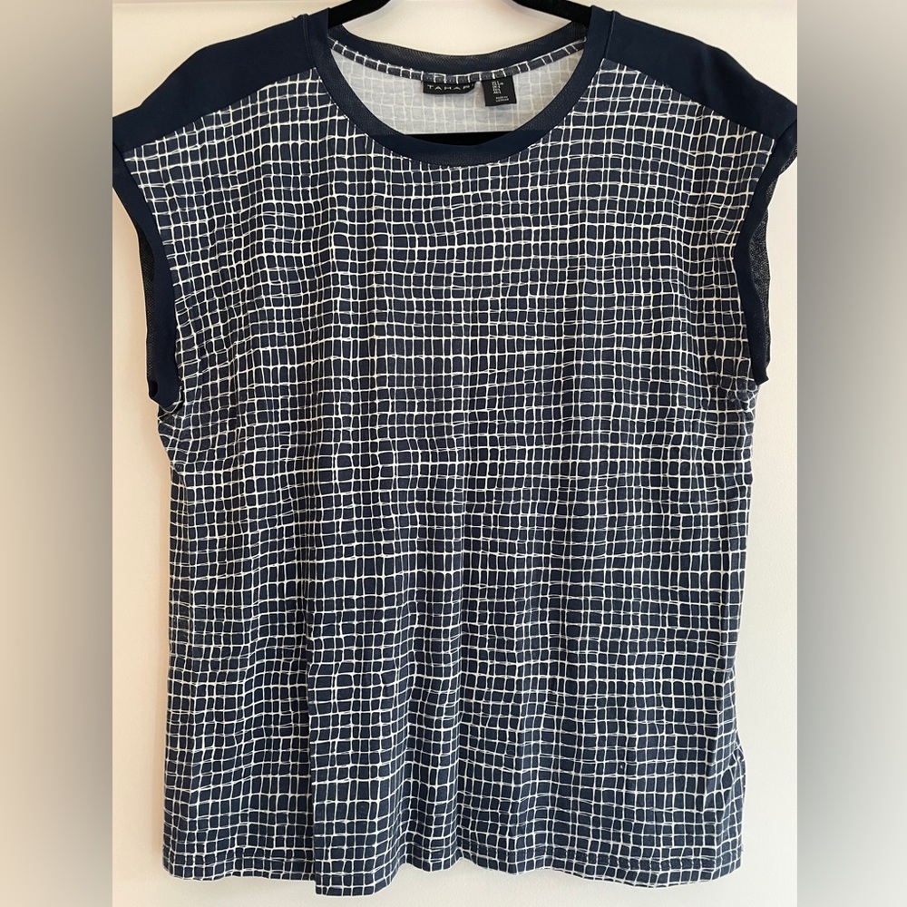 Tahari Blue Plaid Sleeveless Top